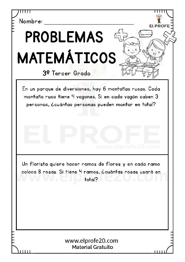 Cuadernillo de problemas matemáticos para tercer grado