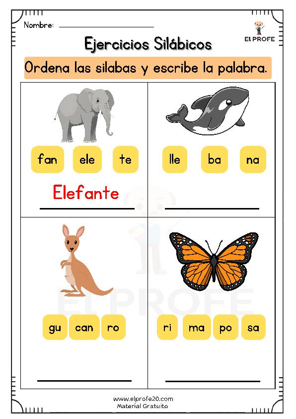 Ejercicios silábicos de lectoescritura